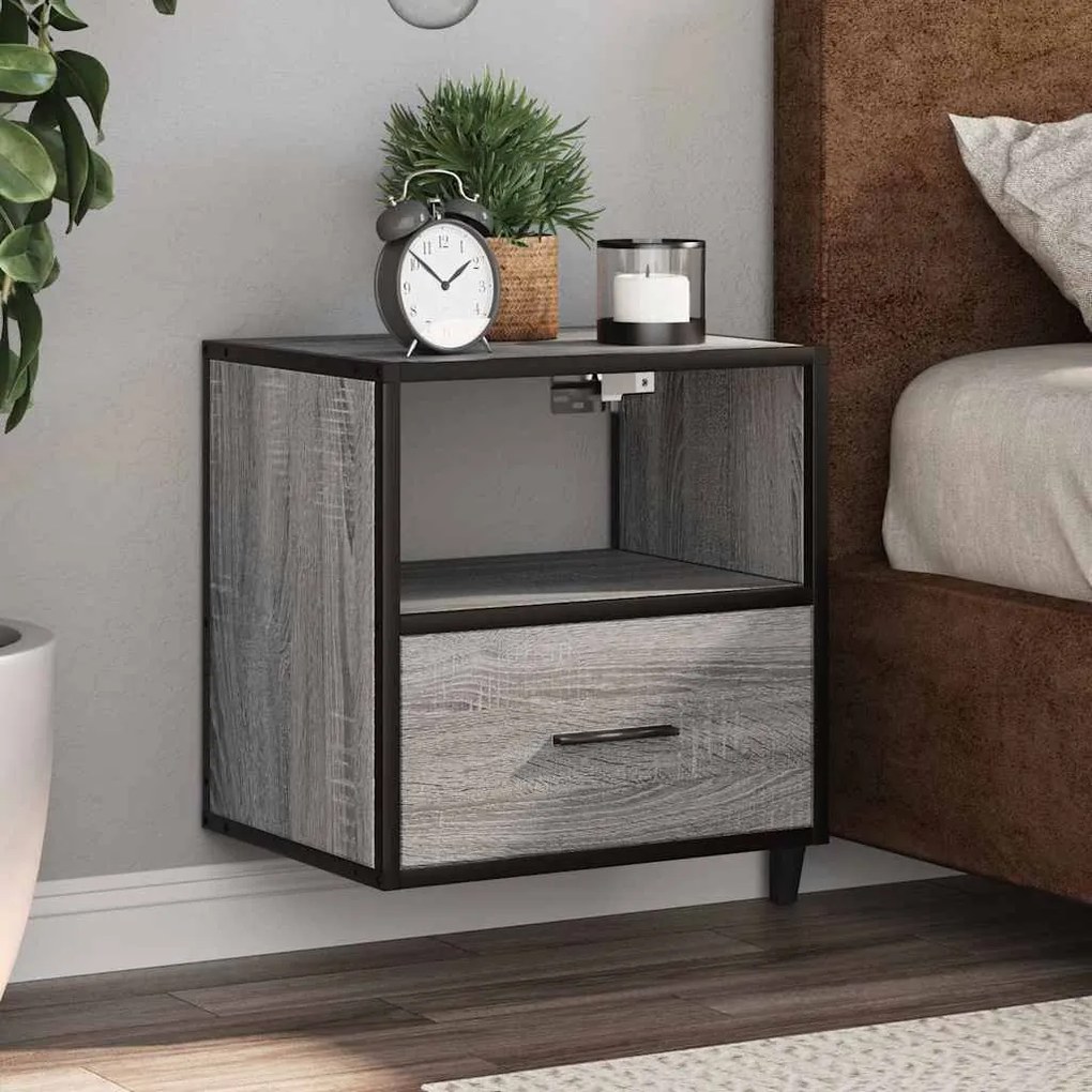 Comodino A Muro Grigio Sonoma 40x31x39,5 Cm /