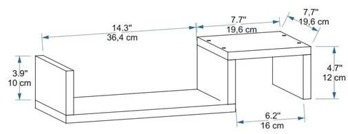 Mensola Sospesa Design A Onda 56x20x12 Moros Noce Chiaro