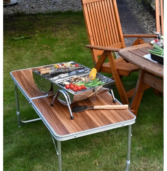 Griglia a carbone portatile cromata lucida