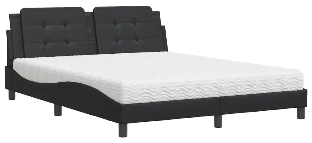 Letto con materasso nero 160x200 cm in similpelle