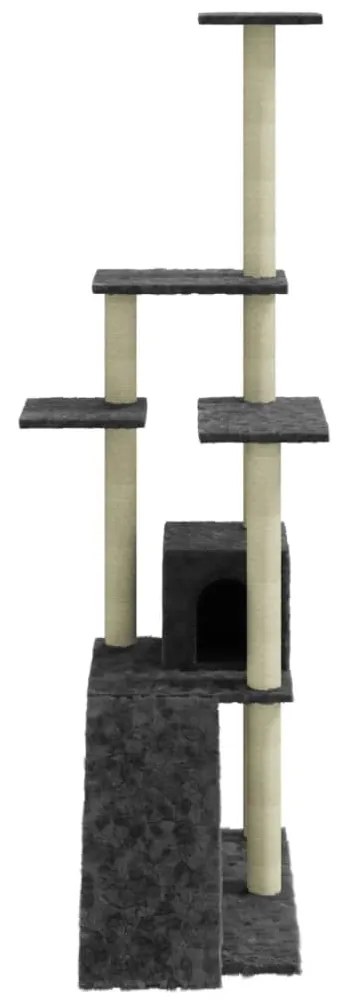 Albero per gatti con tiragraffi in sisal grigio scuro 155 cm