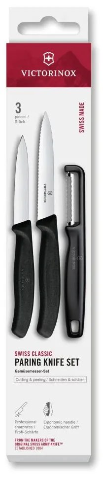 Victorinox - Set di coltelli da cucina con pelapatate SWISS CLASSIC, 3 pz, nero