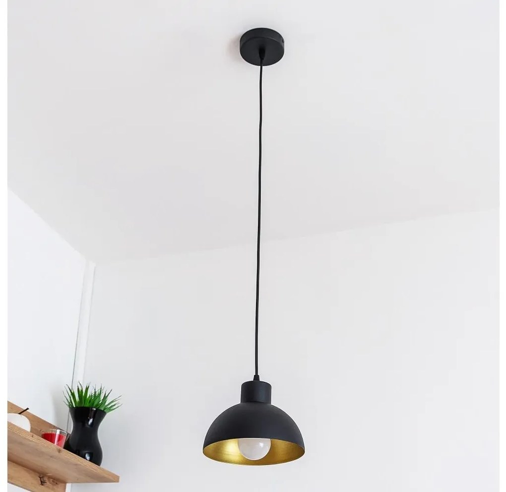 Lampadario a sospensione VESPER 1xE27/15W/230 Ø 18 cm nero/oro