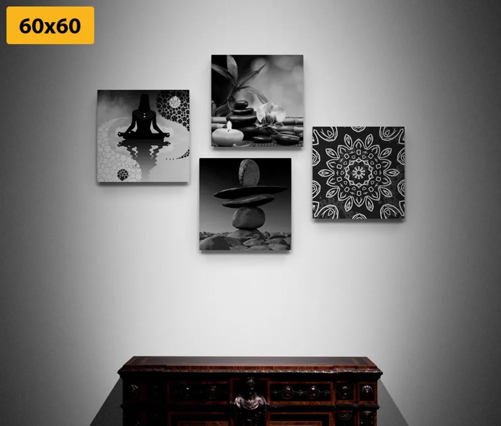 Set di quadri – Armonia Feng Shui in bianco e nero
