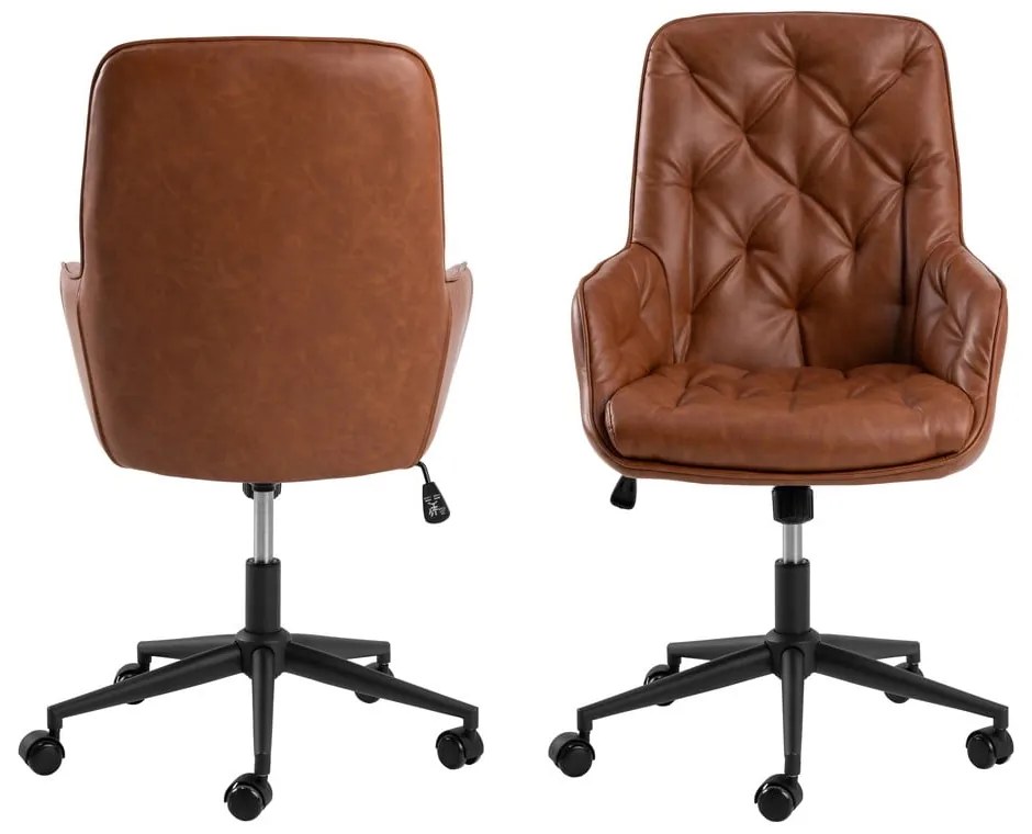 Sedia da ufficio in similpelle marrone cognac Erik - Actona