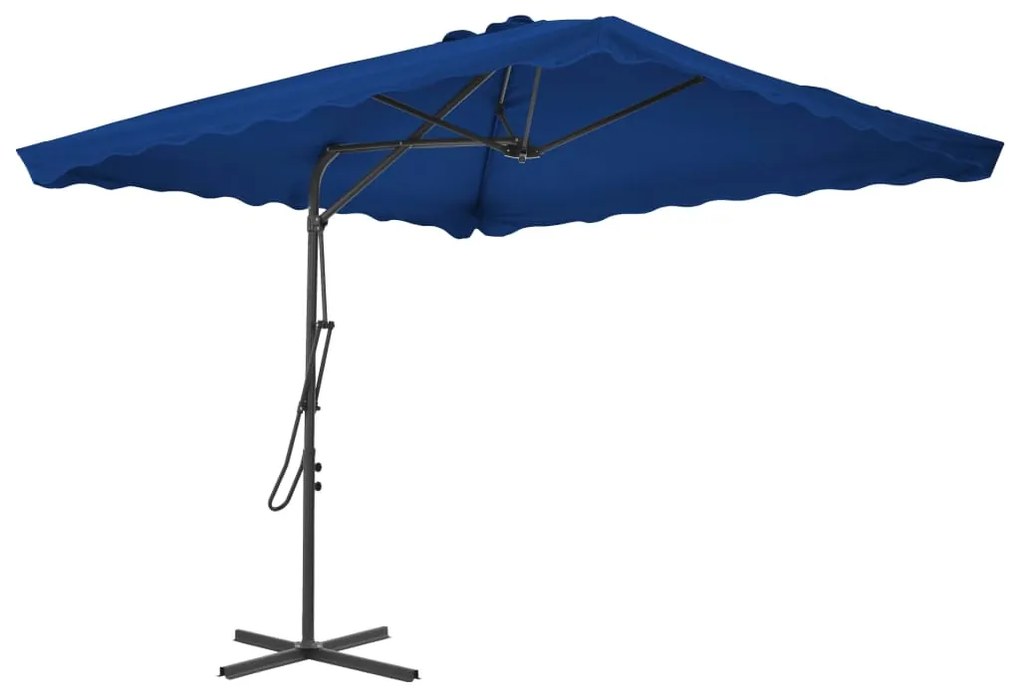 Ombrellone Giardino Con Palo İn Acciaio Blu 250x250x230 Cm /