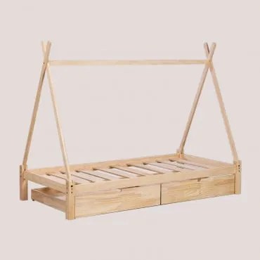 Letto in legno per materasso 90 cm Joan Kids Letto con contenitore - Sklum
