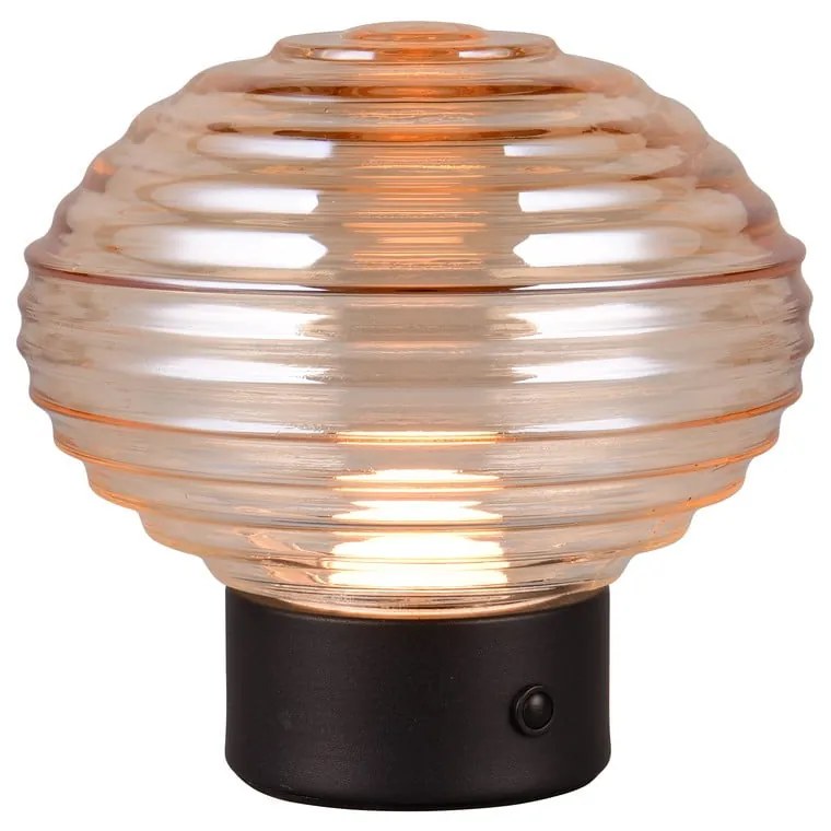 Lampada da tavolo LED dimmerabile nera e beige con paralume in vetro (altezza 14,5 cm) Earl - Reality