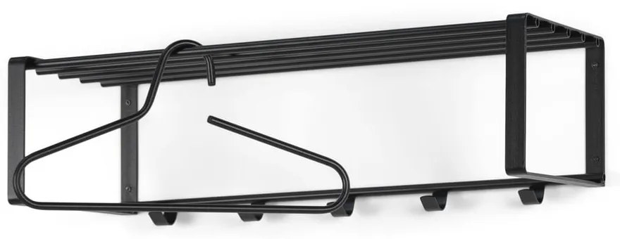 Attaccapanni da parete nero in metallo con scaffale 70 cm Rex – Spinder Design