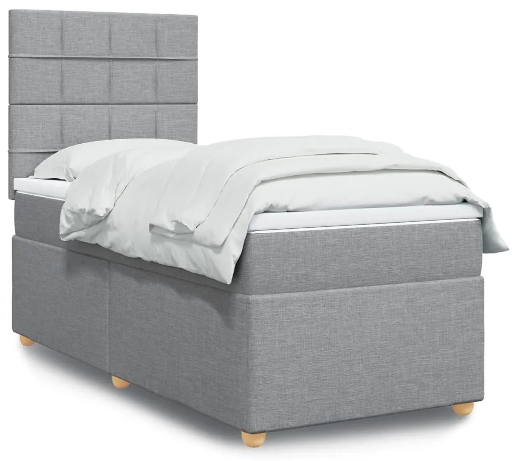 Giroletto A Molle Con Materasso Grigio Chiaro100x200 Cm Tessuto /