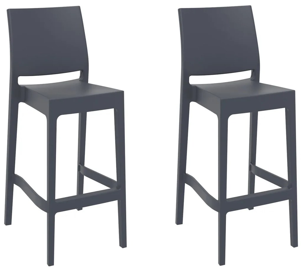 Set 2 Sgabelli Bar Maya İn Plastica / Dunkelgrau