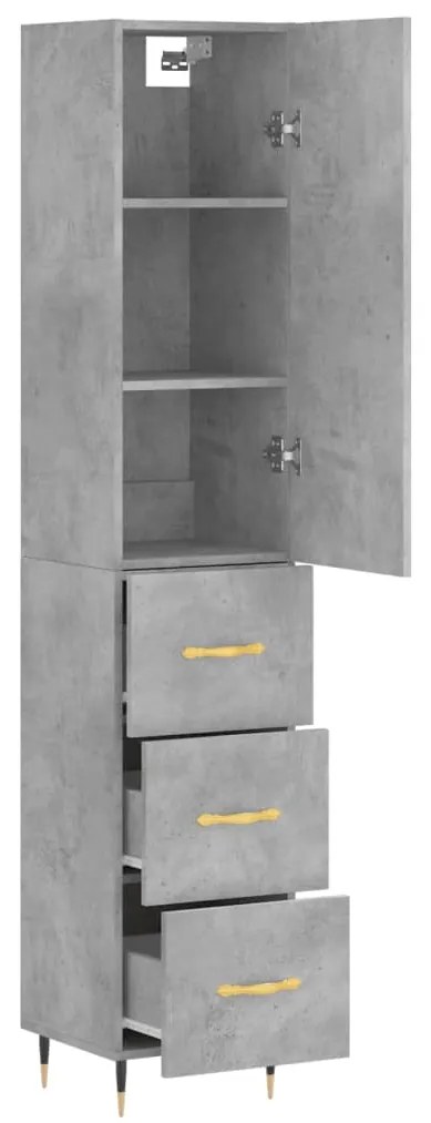 Credenza grigio cemento 34,5x34x180 cm in legno multistrato