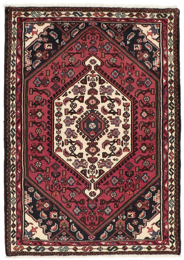 Hamedan Tappeto 140x100 Rosso (Iran) Annodato A Mano