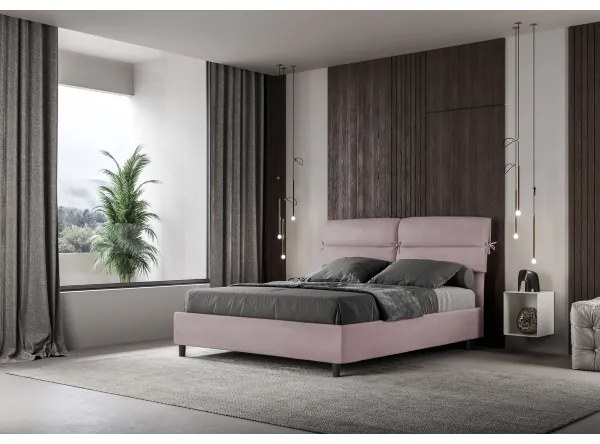 Letto contenitore da 160x200 in microfibra glicine Nandy