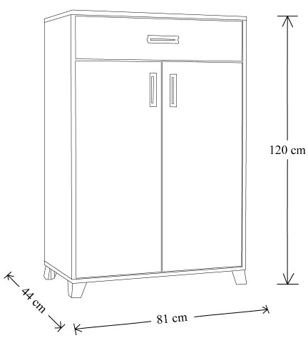 Mobile in legno con 2 ante e 1 cassetto 81x120h cm multiuso Olmo