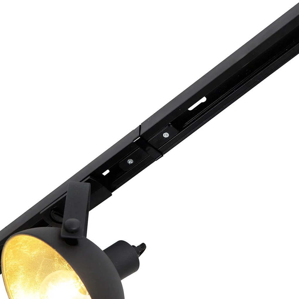 Sistema a binario monofase con 3 faretti neri orientabili - Magnax