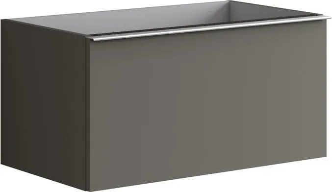 Mobile da bagno sospeso sotto lavabo Pixel plain 2 cassetti L 80 x H 40 x P 45.5 cm grigio carbone laccato opaco, con maniglia alluminio brillante