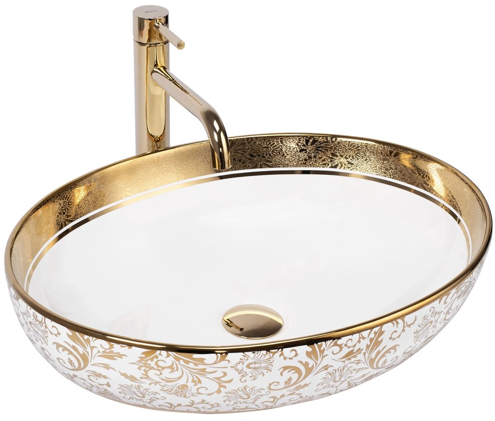 Lavabo da appoggio Rea Margot White/Gold