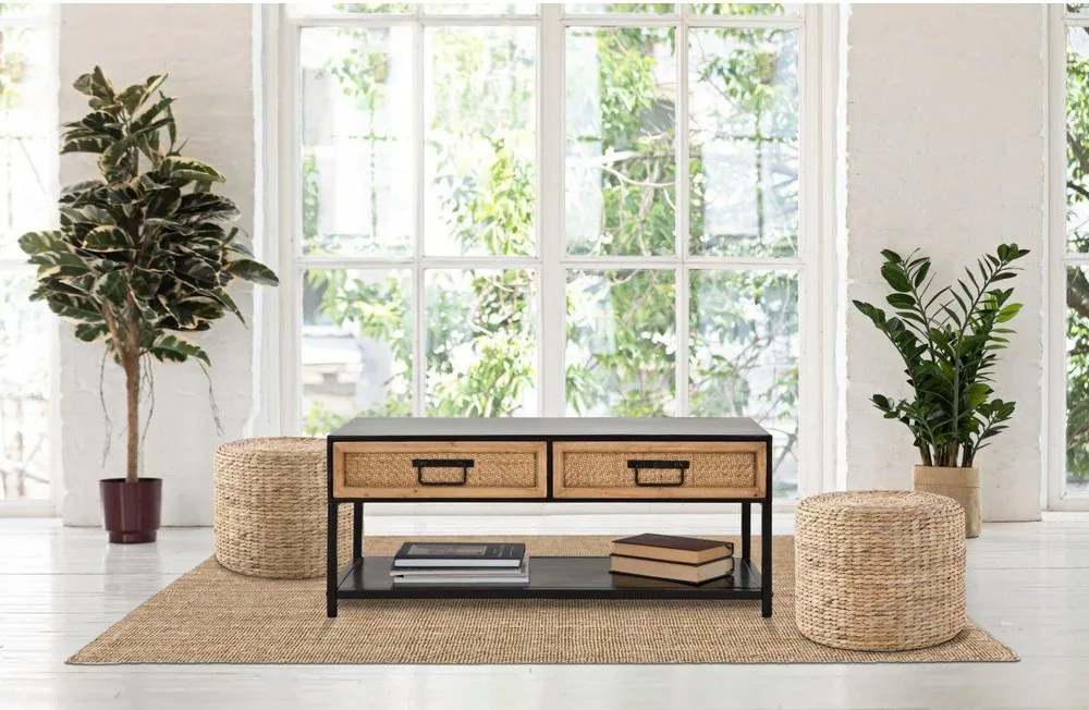 Mobile TV nero/di colore naturale in metallo 95x38x38 cm Hanoi – Mauro Ferretti