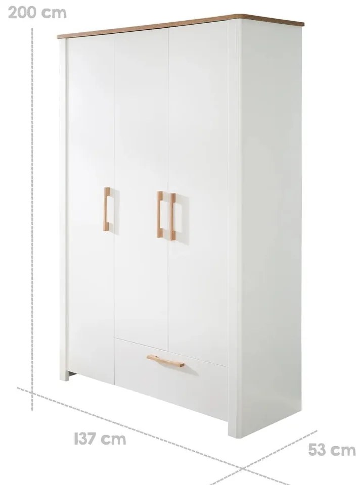 Armadio bianco per bambini 139x200 cm Ava - Roba