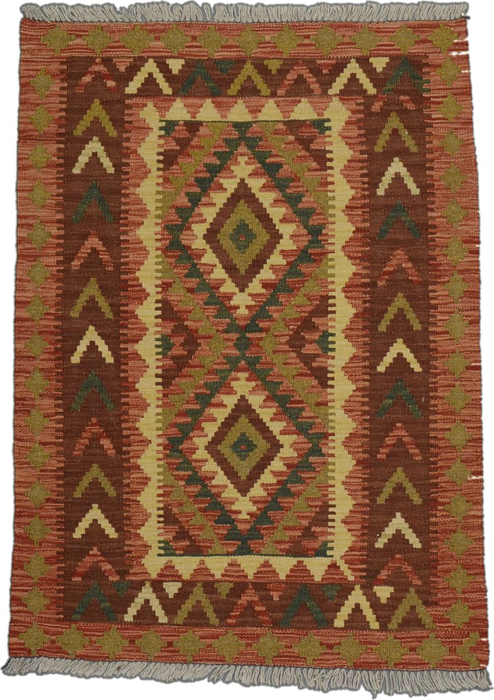 Kilim Tappeto 90x120 Marrone (Afghanistan) Tessuto A Mano