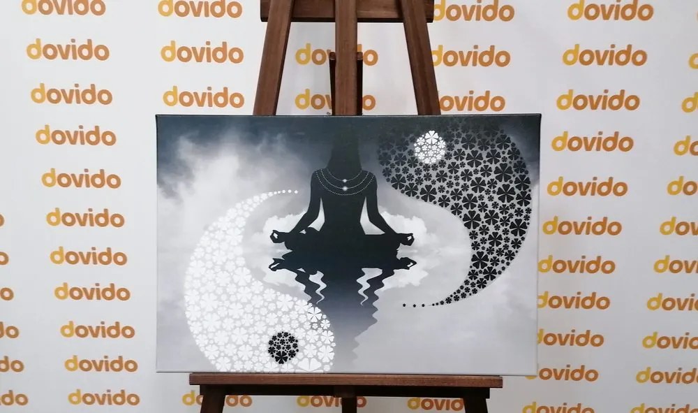 Stampa su tela – Yoga del Jin e Jang in bianco e nero