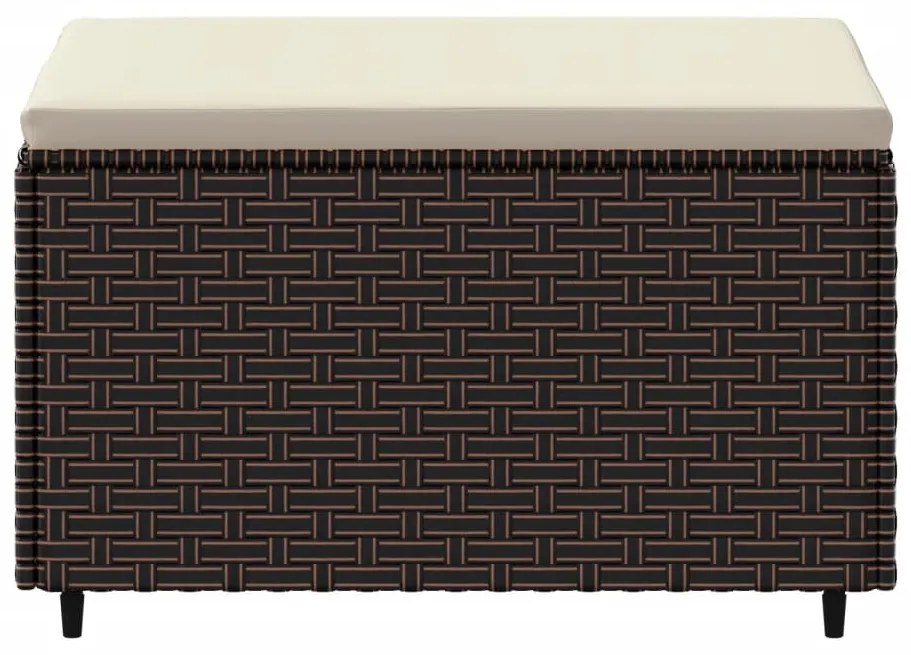 Poggiapiedi da giardino con cuscini 2 pz in polyrattan marrone