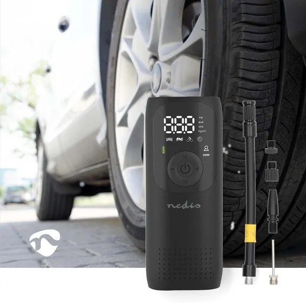 Nedis PAAC10BK - Compressore tascabile digitale 4000 mAh 5V