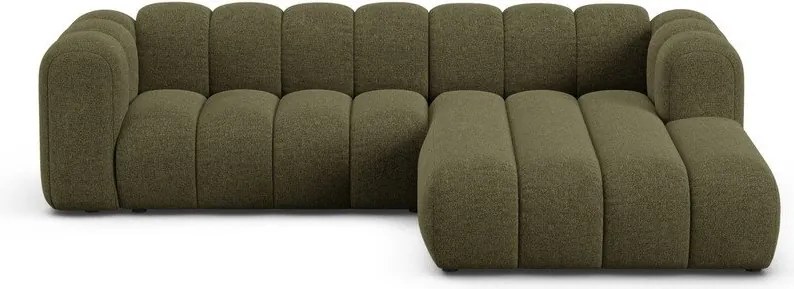 Divano angolare verde (con penisola a destra/con chaise lounge) con rivestimento in ciniglia Lupine – Micadoni