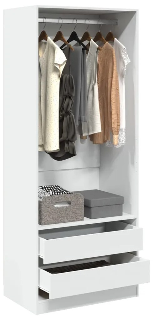 Armadio Bianco 80x50x200 Cm İn Legno Multistrato /