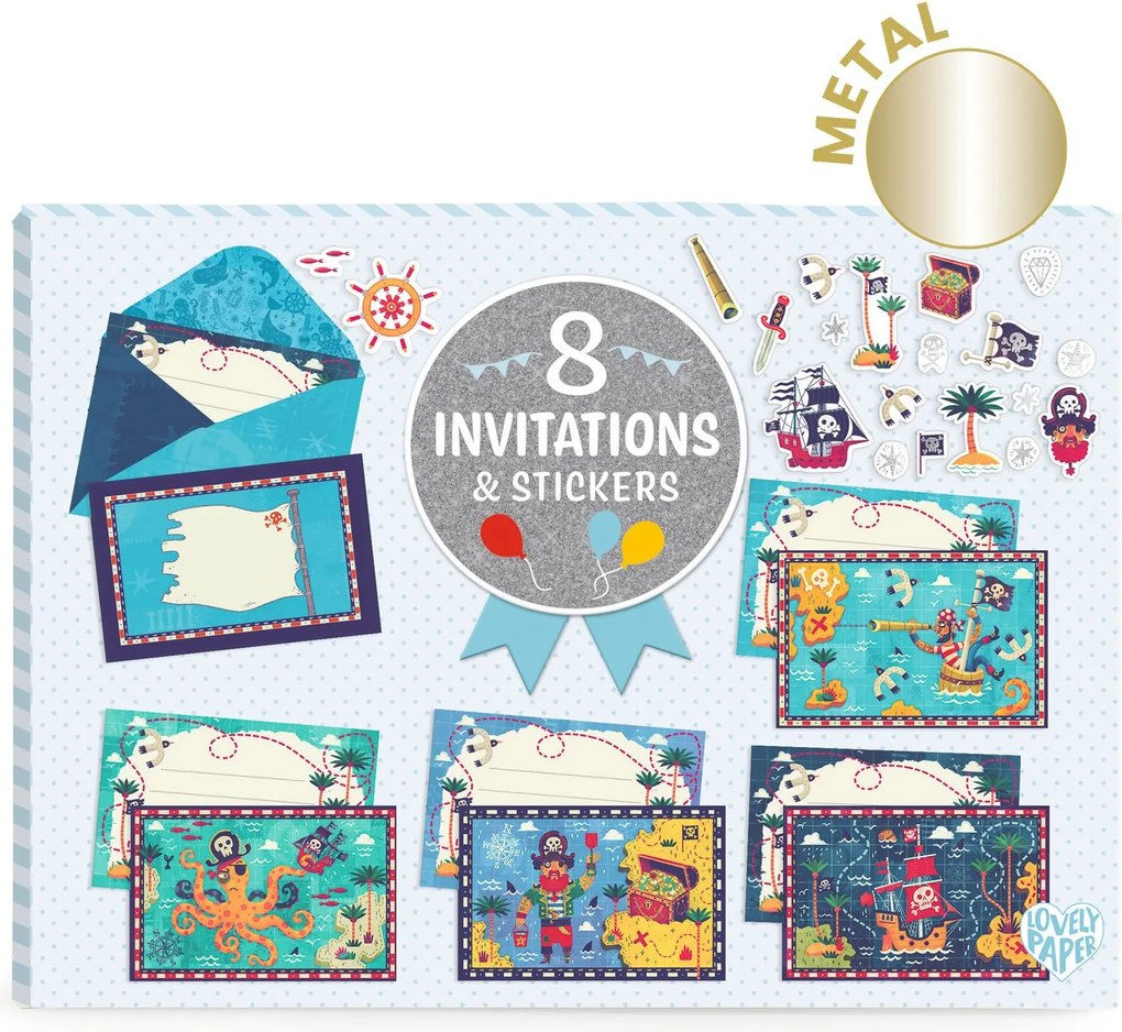Set di inviti per festa di bambini - Pirati