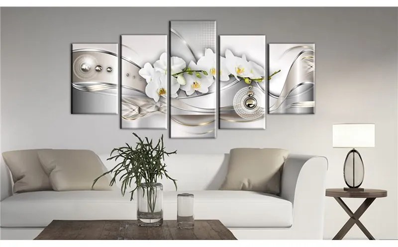 Quadro Ballo perla dell'orchidea  Colore Bianco, Dimensioni e Misure 100x50