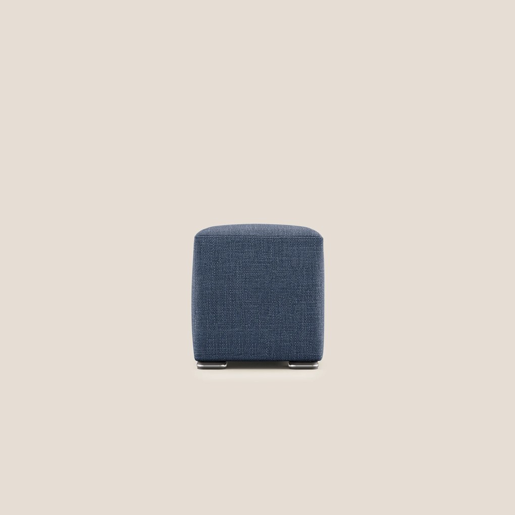 Cube pouf in morbido tessuto impermeabile ad intreccio melangiato T06 blu