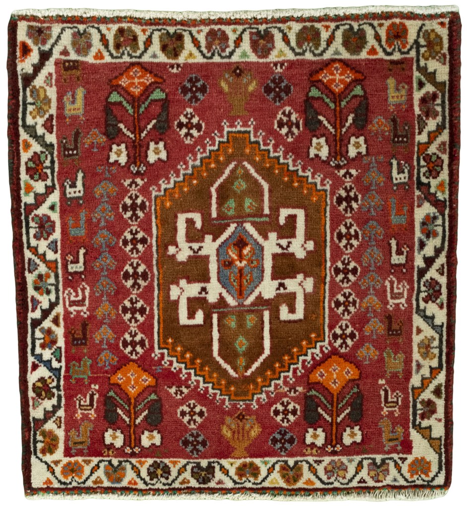 Shiraz Tappeto persiano 60x60 Rosso (Iran) Annodato A Mano