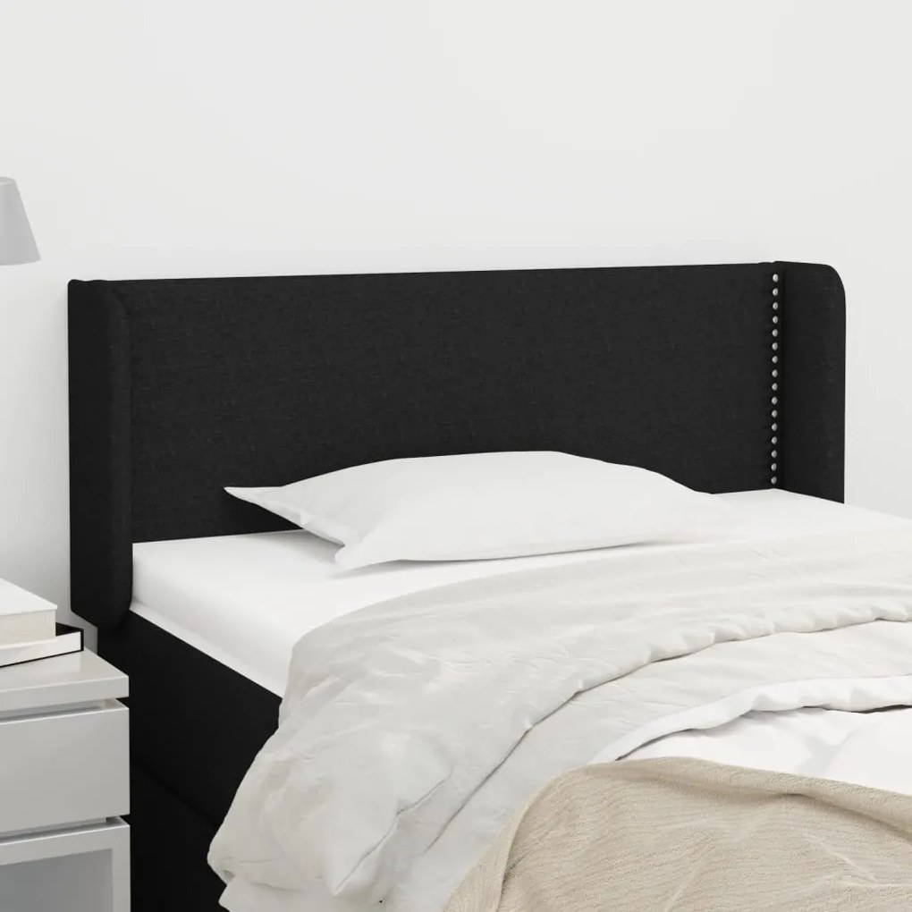 Testiera Ad Orecchio Nera 103x16x78/88 Cm İn Tessuto /