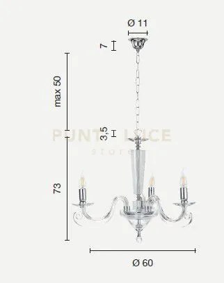 Lampadario in vetro e cristallo tortora 3 luci cherubini lp.cherubi...