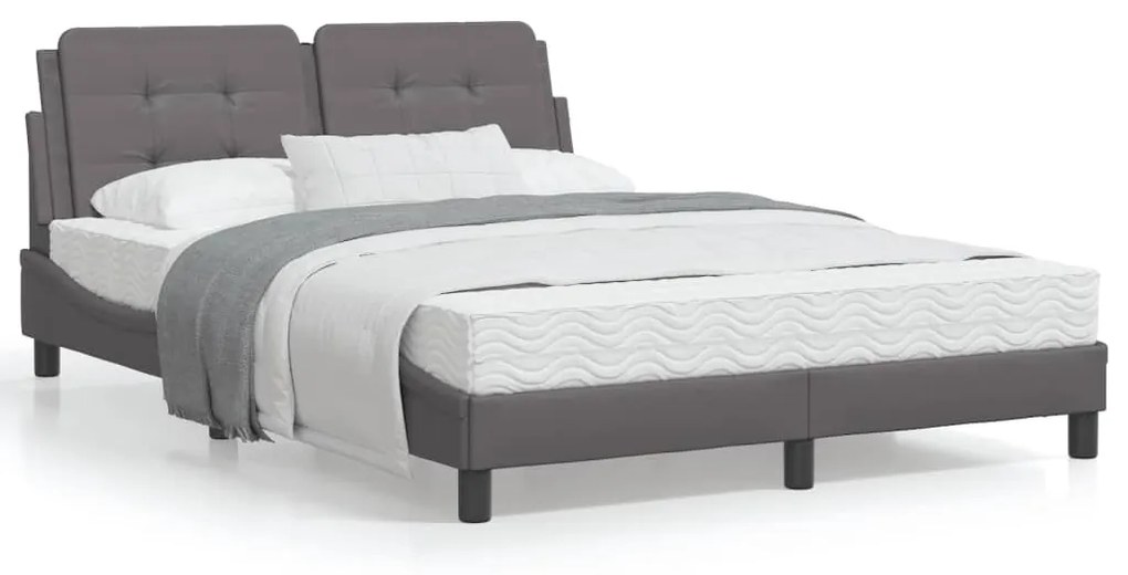 Letto con materasso grigio 140x190 cm in similpelle