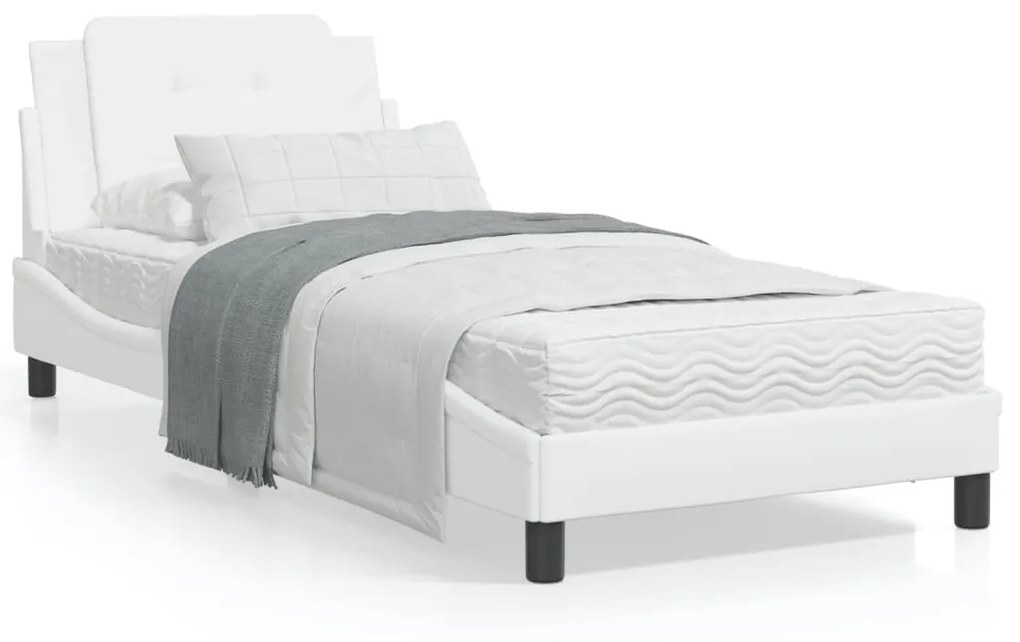 Letto Con Materasso Bianco 90x190 Cm İn Similpelle /