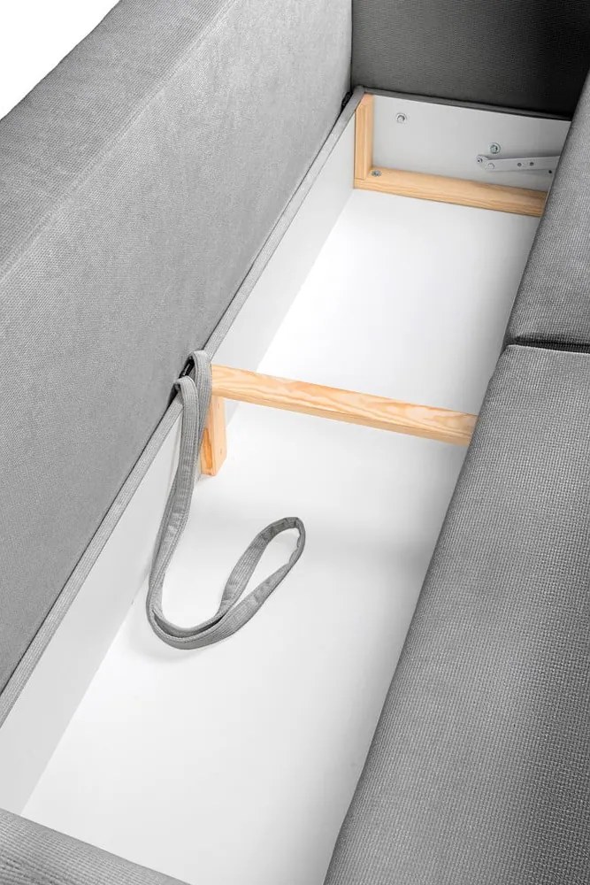 Divano grigio allungabile/con contenitore con rivestimento in velluto a coste 215 cm Bjork – Bonami Selection