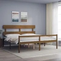 Letto per Anziani con Testiera Miele 200x200 cm Legno Massellocod mxl 128193