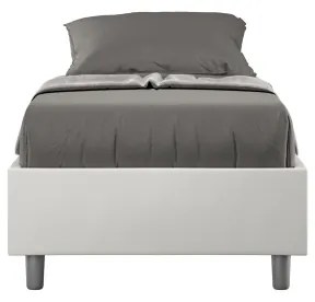 Letto Sommier senza rete imbottito 80x190 similpelle bianco Azelia