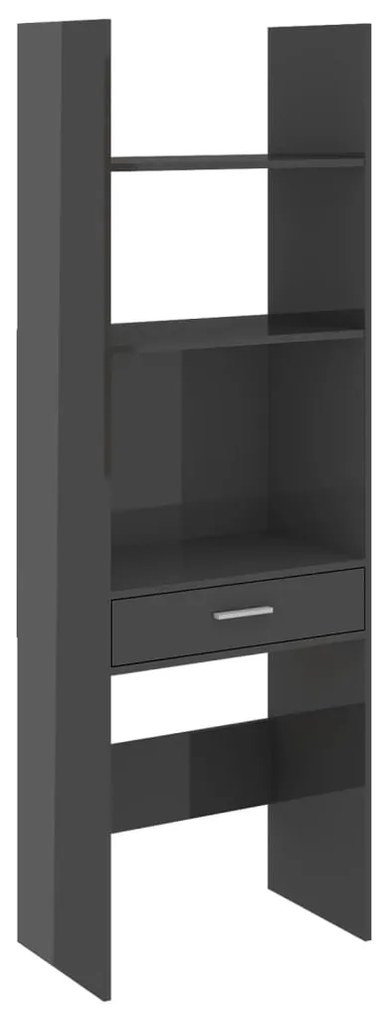 Libreria Grigio Lucido 60x35x180 cm in Legno Multistrato