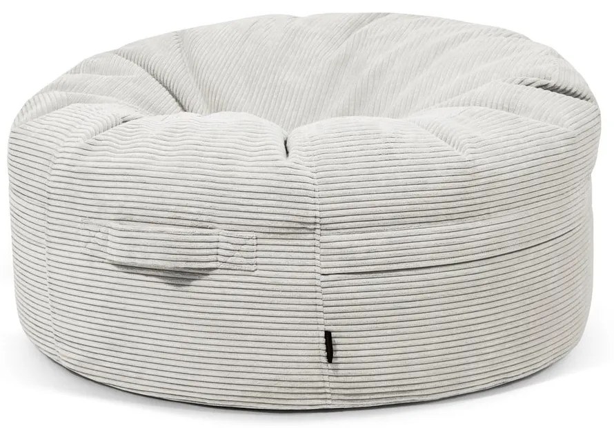 Puof a sacco color crema con rivestimento in velluto a coste Roll 105 – SLOWDOWN