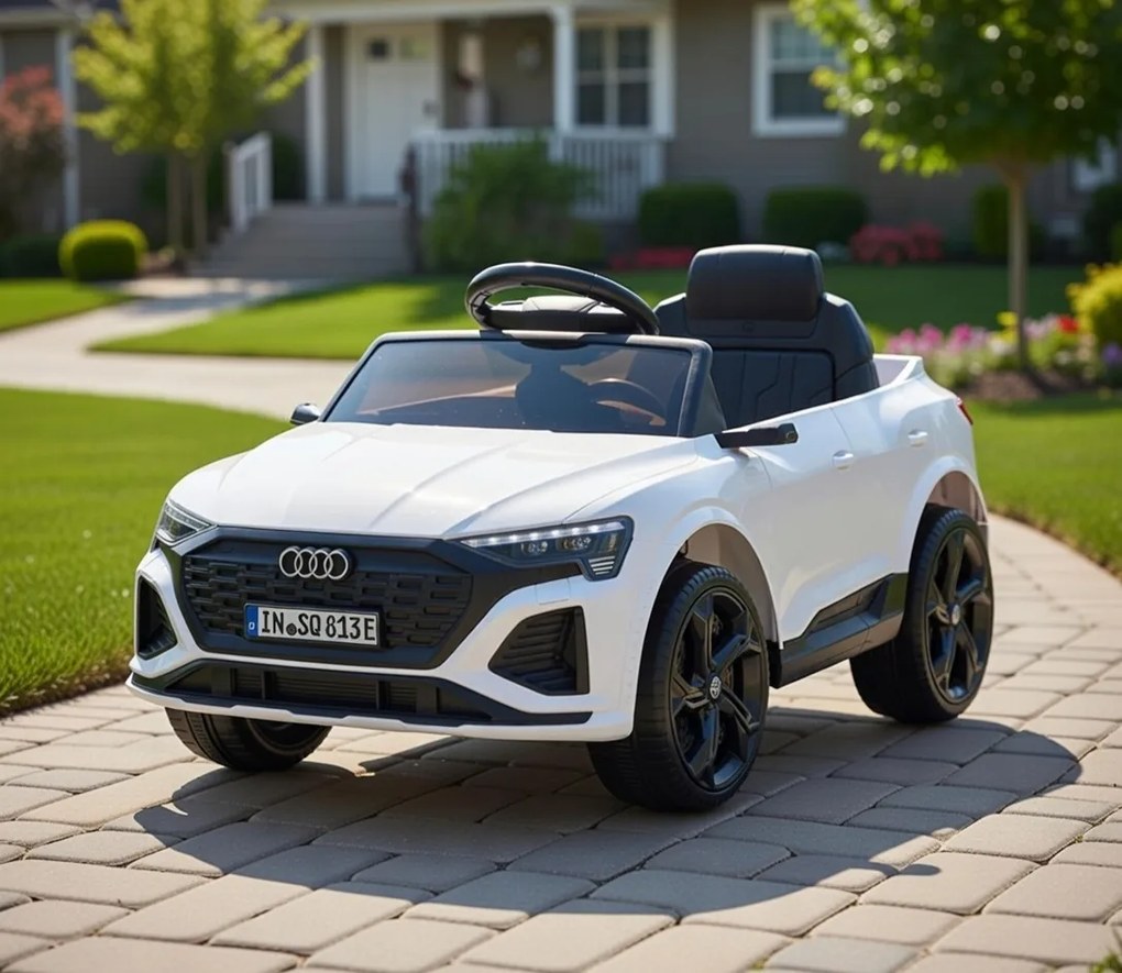 Macchina Elettrica per Bambini 12V Licenza Ufficiale Audi SQ8 E-Tron con Telecomando e Sedile Pelle Bianco...