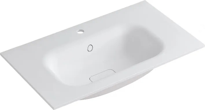 Lavabo a incasso rettangolare vasca centrale L 90.5 x H 15 x P 46 cm in resina bianco opaco