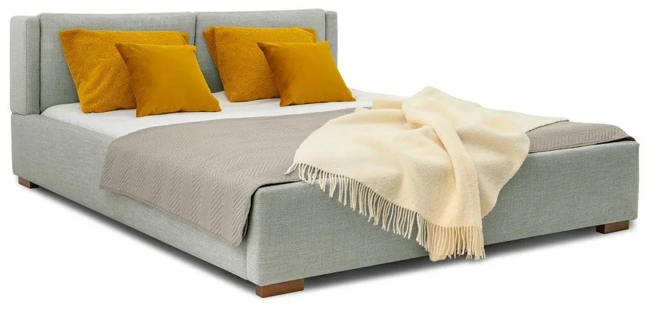 Letto matrimoniale grigio imbottito con rete inclusa 140x200 cm Dreamer – Scandic