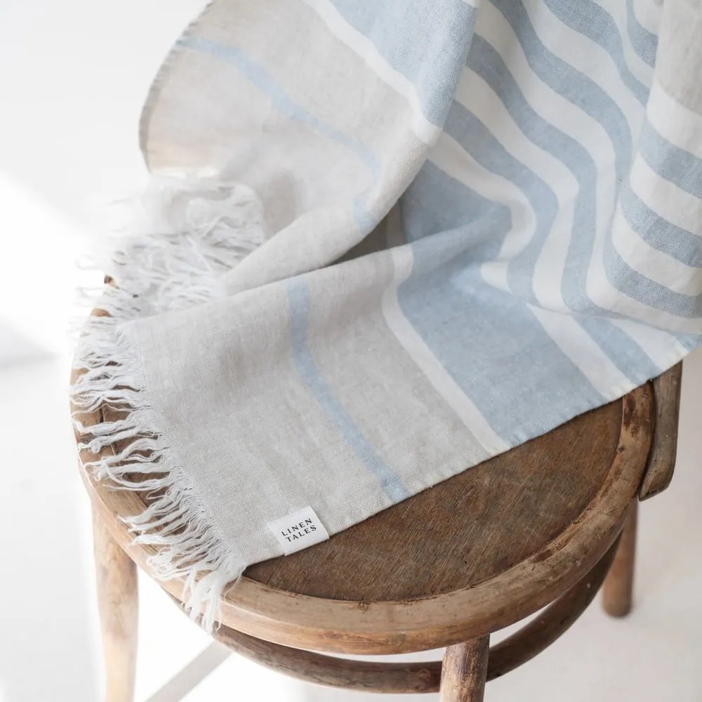Telo mare in lino blu 85x140 cm Allure Stripe - Linen Tales