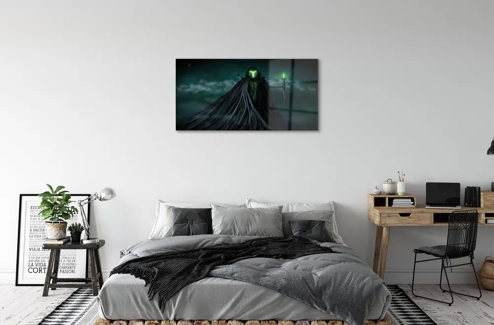 Quadro in vetro acrilico Forma oscura di fuoco verde 100x50 cm