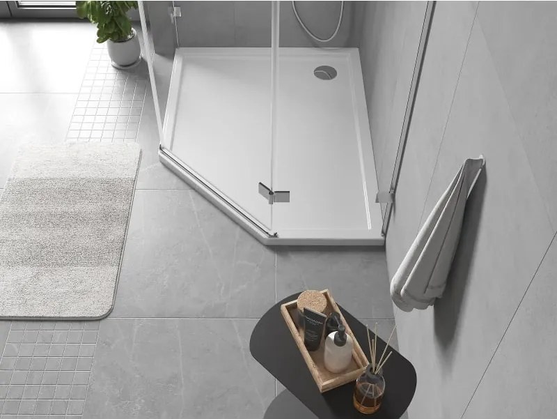 Mexen Flow piatto doccia pentagonale slim sinistro 100 x 80 cm, bianco lucido - 46P108010L