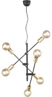 Lampada Sospensione 3 Braccia Orientabili 6 Luci Nero Oro Cross GD Trio